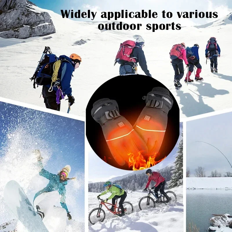 (image for) TENGOO Winter Heated Gloves Motorcycle Waterproof Gloves Heated Heating Warm Work Gloves Thermal Heated Outdoors Cycling Ski Gloves Battery Heated Gloves